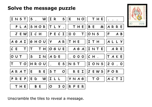 Solve the message puzzle Kristallnacht