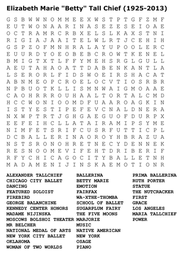 Maria Tallchief Word Search