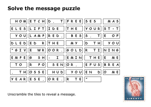 Solve the message puzzle Statue of Liberty