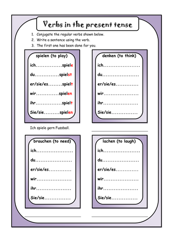 German Verb Worksheets Teaching Resources