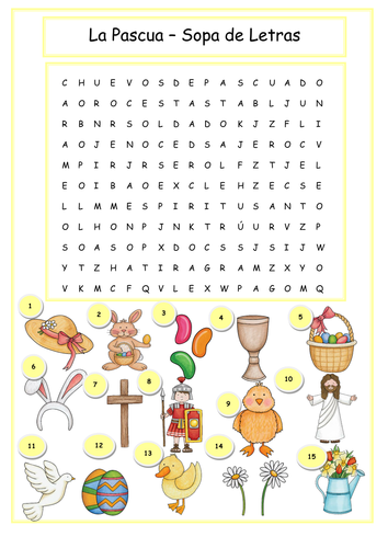 La Pascua Word Search Spanish Easter Wordsearch Teaching Resources