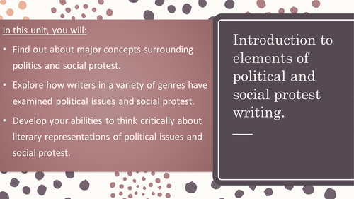 Social and Political Unrest Writing