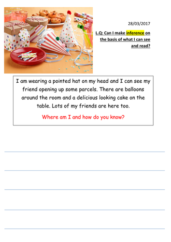 Guided Reading inference tasks