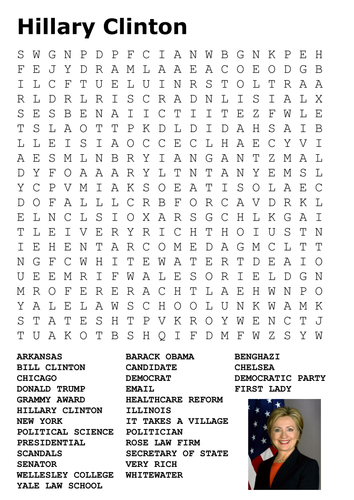 Hillary Clinton Word Search