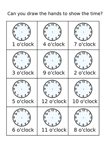 Can you draw the hands on the clock? | Teaching Resources