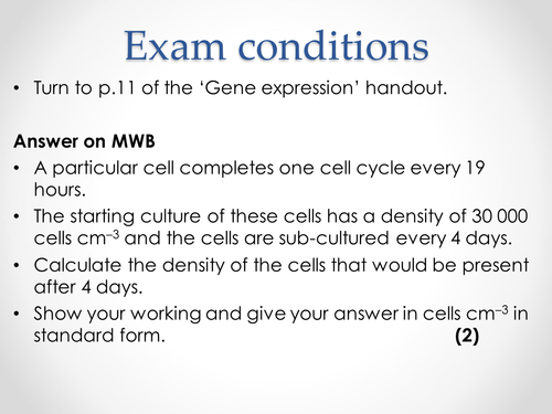 AQA A-level Biology (2016 specification). Section 8 Topic 20 4 Epigenetic control of gene expression