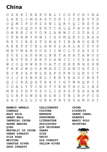 Ancient China Word Search