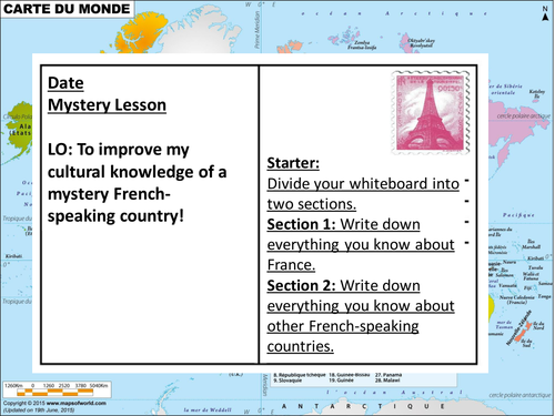 Lesson PowerPoint: Mystery French-Speaking Country Cultural Lesson + Worksheet (Mauritius)