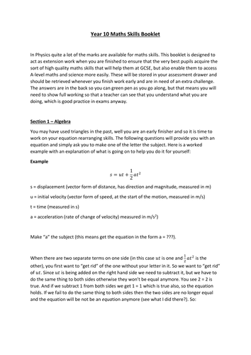 GCSE Advanced Maths Skills Booklet