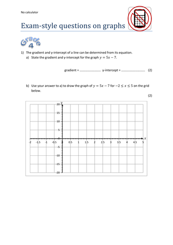 GCSE 9-1 Exam-style Questions on Graphs — 42 Questions and Answers