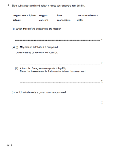 Checkpoint Science Chemistry Worksheets with Mark Scheme Teaching