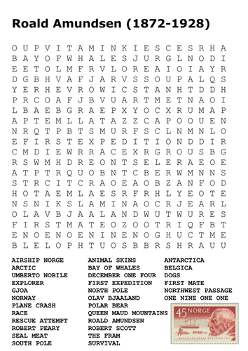 Roald Amundsen Word Search