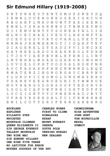 Sir Edmund Hillary (1919-2008) Word Search