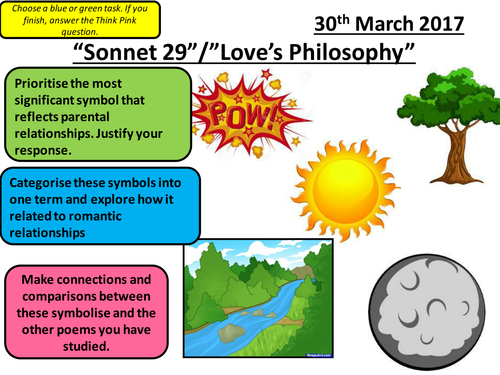 AQA Poetry - Love and Relationships Cluster - Love's Philosophy and Sonnet 29