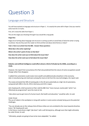EDEXCEL English Language Paper 2 Question 3
