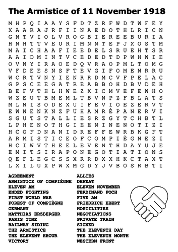The Armistice of 11 November 1918 Word Search