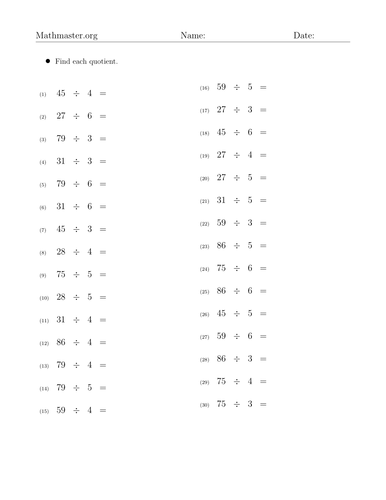 Division Worksheets (Used for Y3) Teaching Resources