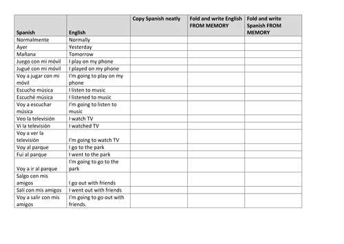 Free Time 3 Tenses Spanish GCSE Preparation