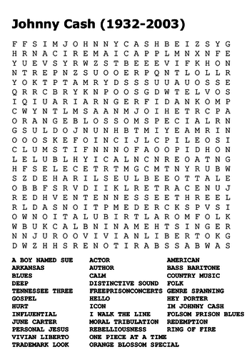 Johnny Cash (1932-2003) Word Search