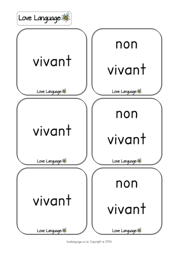 French - Living and non-living things - PowerPoint and vocabulary
