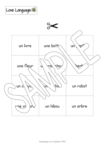 French - Living and non-living things - cutting and sticking matching activity