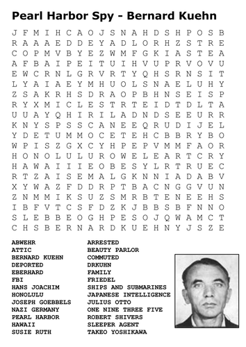 Pearl Harbor Spy - Bernard Kuehn Word Search