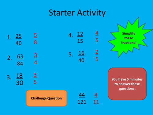 Simplifying Fractions | Teaching Resources