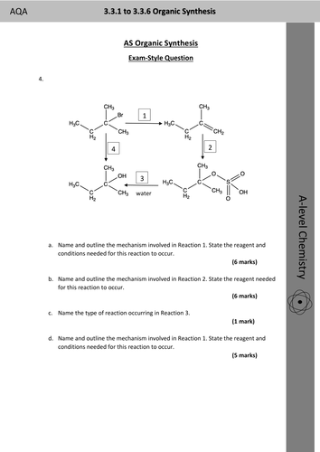 AQA AS and Year One Organic Synthesis Routes and Mechanism Practice Exam-Style Questions 2