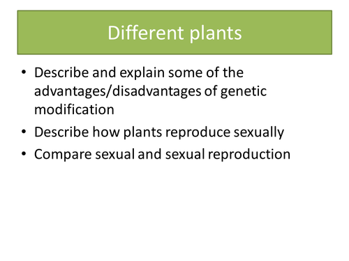 Different plants: genetic modification and plant reproduction