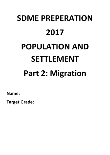 GCSE OCR B Geography SDME preparation booklet - part 2 migration