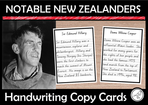 New Zealand Handwriting Cards – ‘Notable New Zealanders’