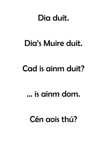 Gaeilge: Mé Féin, Feidhmeanna Teanga, labhairt, leitheoireacht