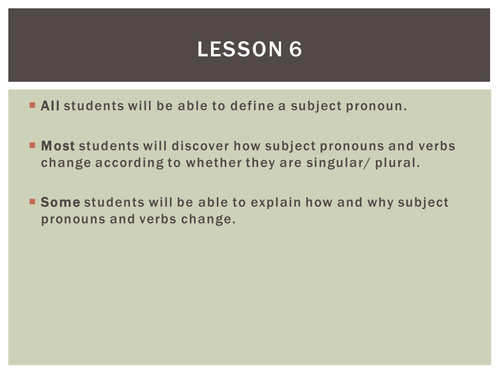 Pronoun lesson LA KS3