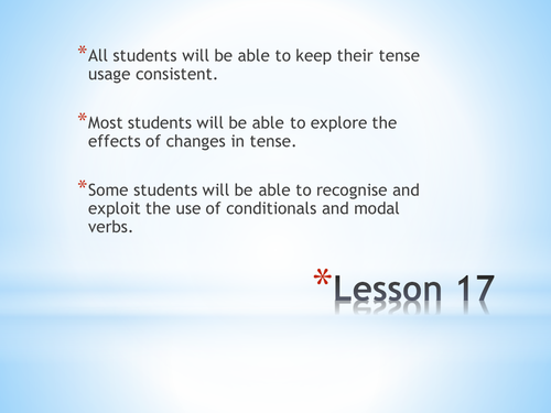 Tense lesson LA KS3