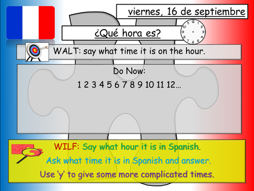 ¿Qué hora es? - What time is it? Lesson powerpoint