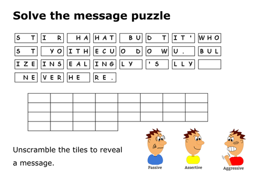 Solve the message puzzle on bullying
