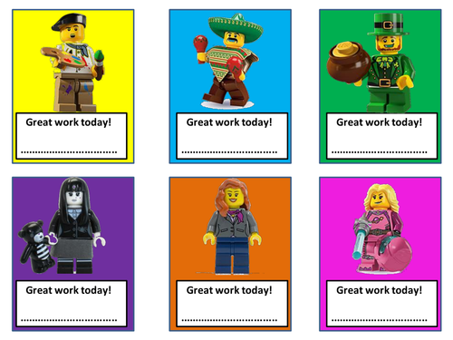 Lego Mini figure Praise Cards