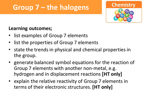 Group 7 - the halogens (C2.4 AQA GCSE)