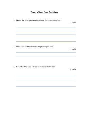 AQA GCSE PE 2016 - Lesson 13 Types of Freely Movable Joint