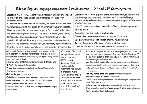 Revision Mat - Eduqas English Language Component 2 (19th/21st Century Non Fiction)