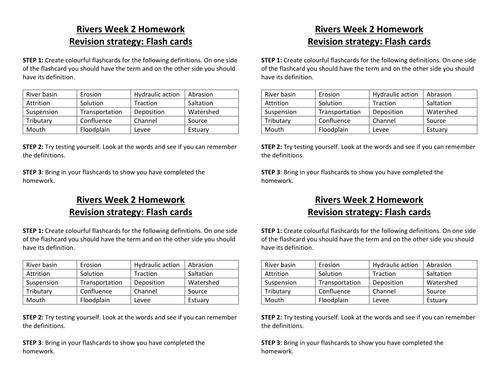 Rivers homework ideas picture