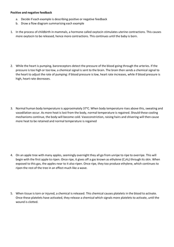 Positive and negative feedback in biology