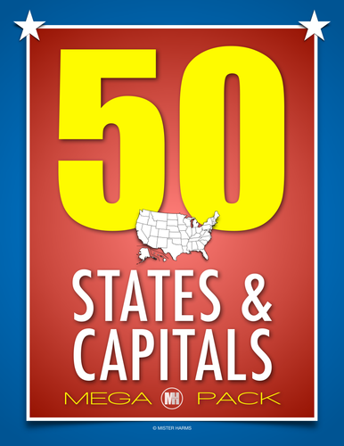50 United States and Capitals MEGA Pack of Resources