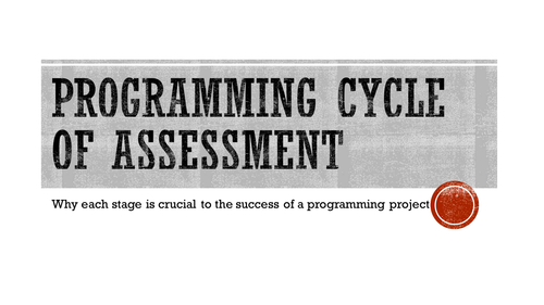 GCSE Computer Science 9-1 The Programming Cycle of Assessment