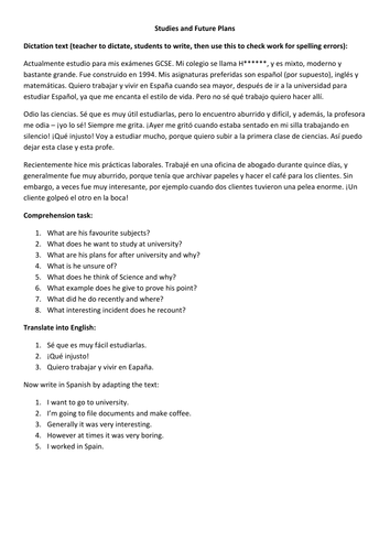 Current Studies, Work Experience and Future Plans