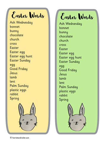 Easter Word Bank - word mat
