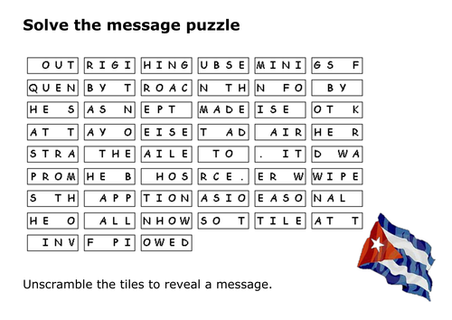 Solve the message puzzle about the Bay of Pigs Invasion