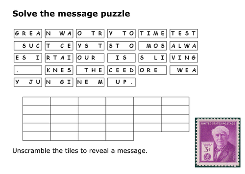 Solve the message puzzle from Thomas Edison