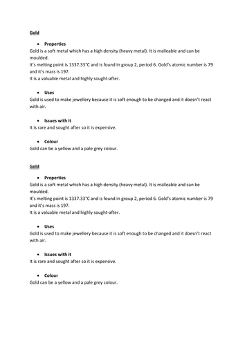 Properties of metals