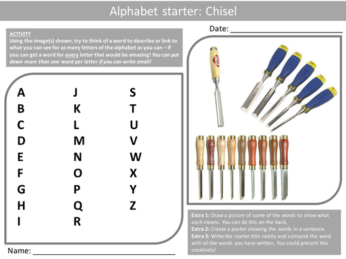 10 Design Technology Tool Alphabet Analysers 2 KS3 GCSE Keyword Starters Wordsearch Cover Lesso